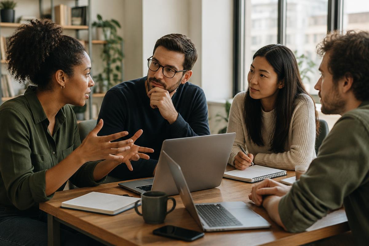 A team collaborating on turning an AI opportunity into a practical plan